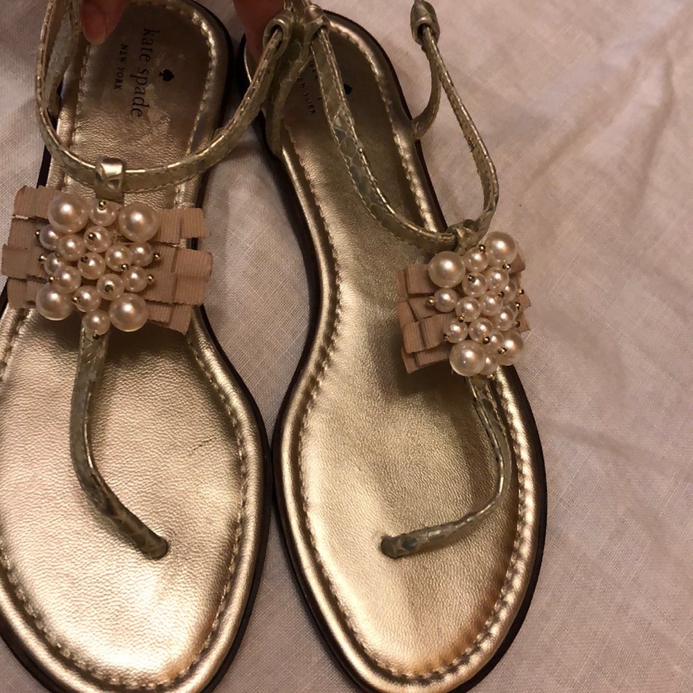 Kate Spade Gold and Pearls Sandals